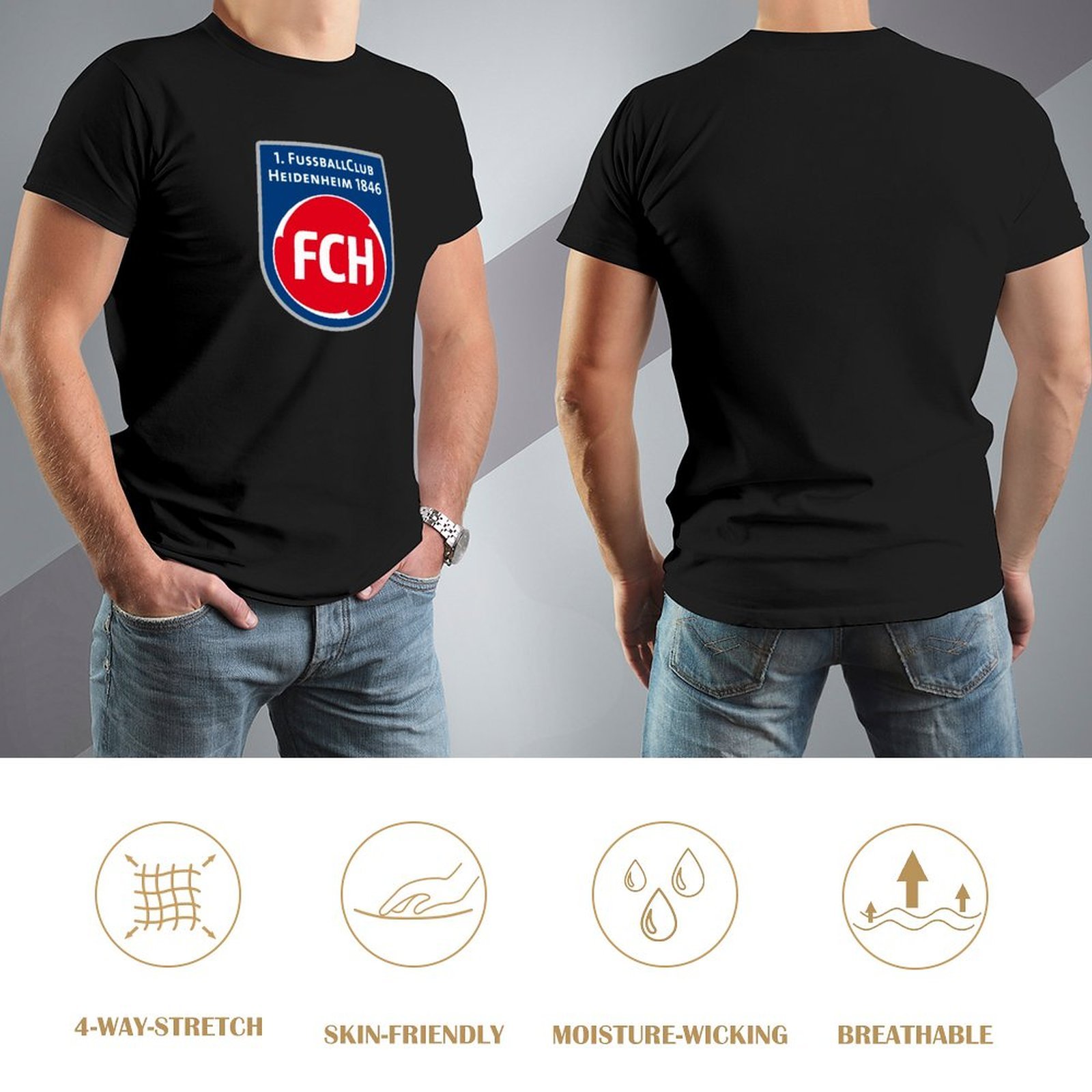 FC Heidenheim Core Stretch Slim Cneck Gildan Tee T-Shirt Herren FC Heidenheim Core Stretch Slim Cneck Gildan Tee T-Shirt Herren
