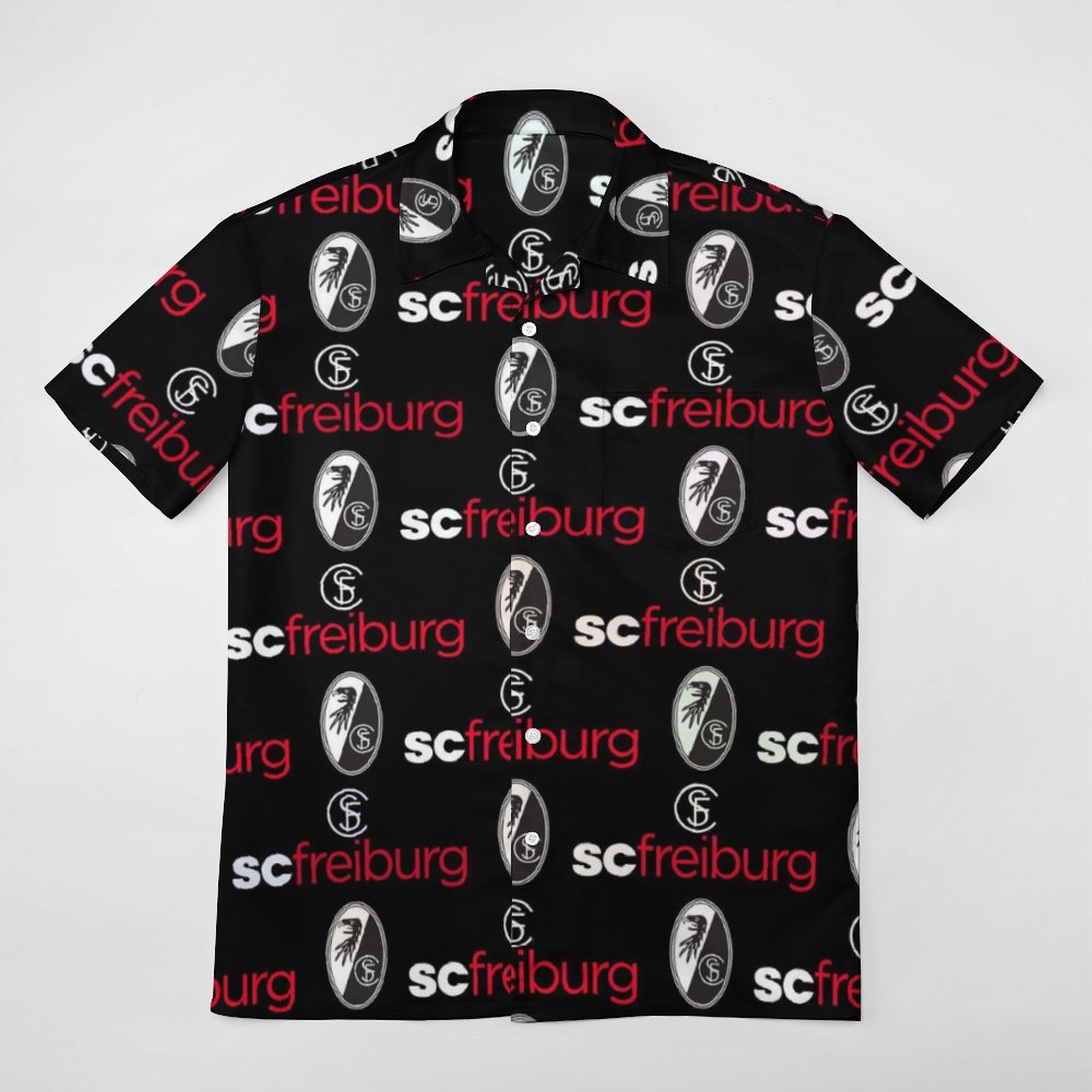 SC Freiburg Kurzärmelige Herrenhemden, Passform Sommer Kurzarm Casual Button-Down Hemden SC Freiburg Kurzärmelige Herrenhemden, Passform Sommer Kurzarm Casual Button-Down Hemden