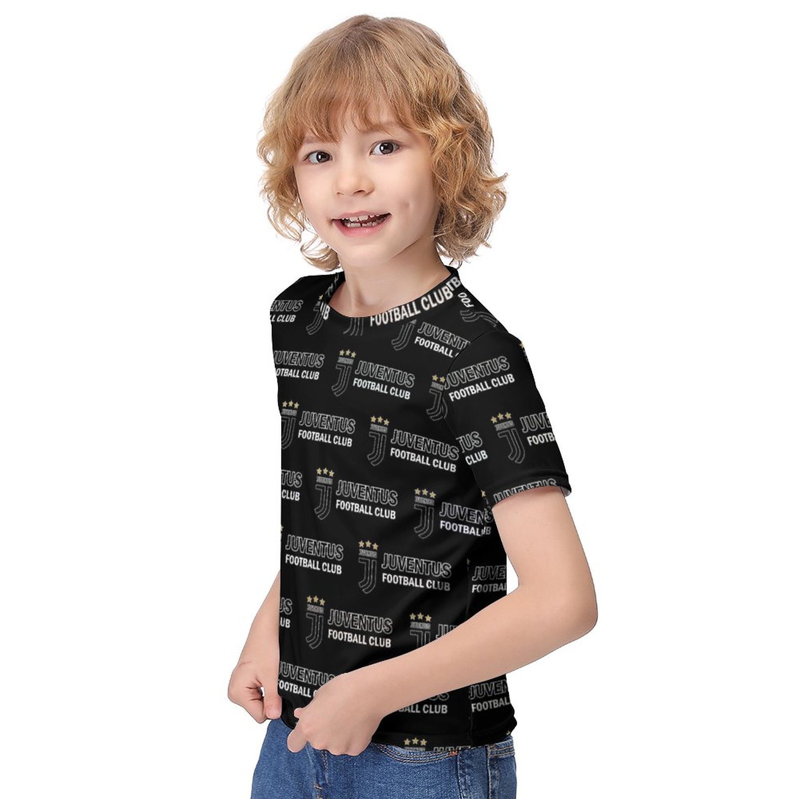 Juventus FC Jungen Mädchen Kurzarm 3D-Druck T-Shirt Rundhals-Sommerhemd Tops Juventus FC Jungen Mädchen Kurzarm 3D-Druck T-Shirt Rundhals-Sommerhemd Tops