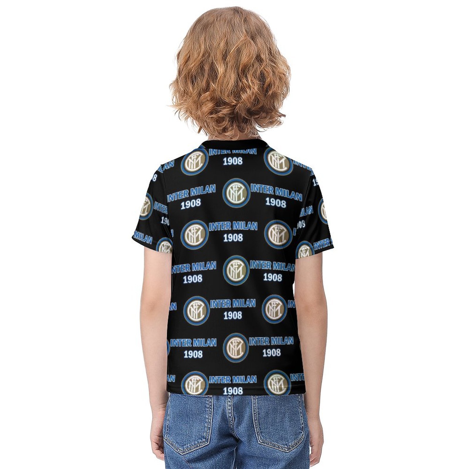 Inter Mailand Jungen Mädchen Kurzarm 3D-Druck T-Shirt Rundhals-Sommerhemd Tops Inter Mailand Jungen Mädchen Kurzarm 3D-Druck T-Shirt Rundhals-Sommerhemd Tops