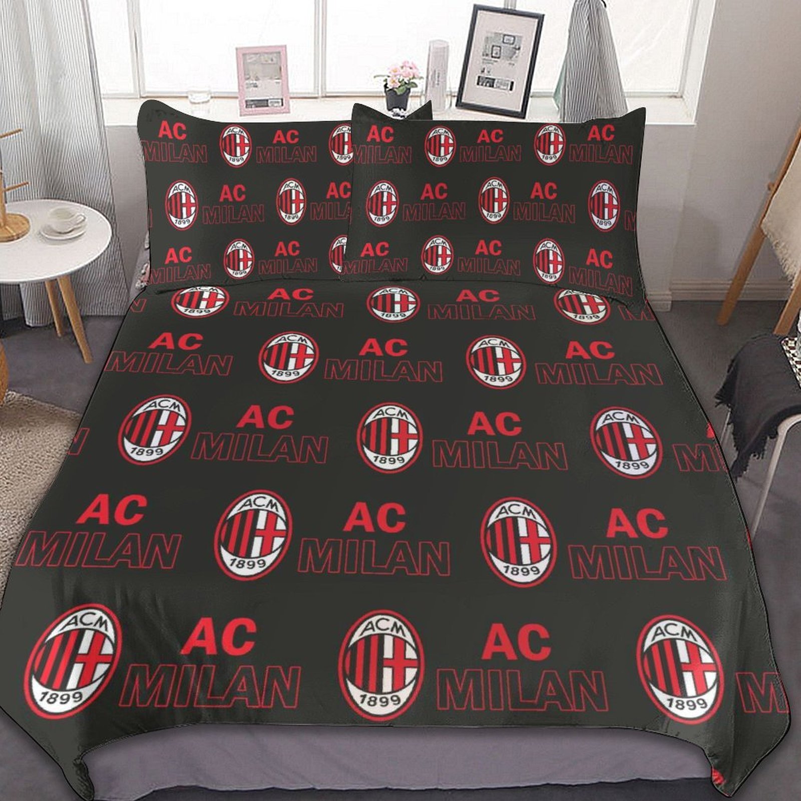 AC Mailand Bettwäscheset 3 Stück Kinder Erwachsene Steppdeckenbezug Steppdeckenbezug Multi Size Laken Set AC Mailand Bettwäscheset 3 Stück Kinder Erwachsene Steppdeckenbezug Steppdeckenbezug Multi Size Laken Set