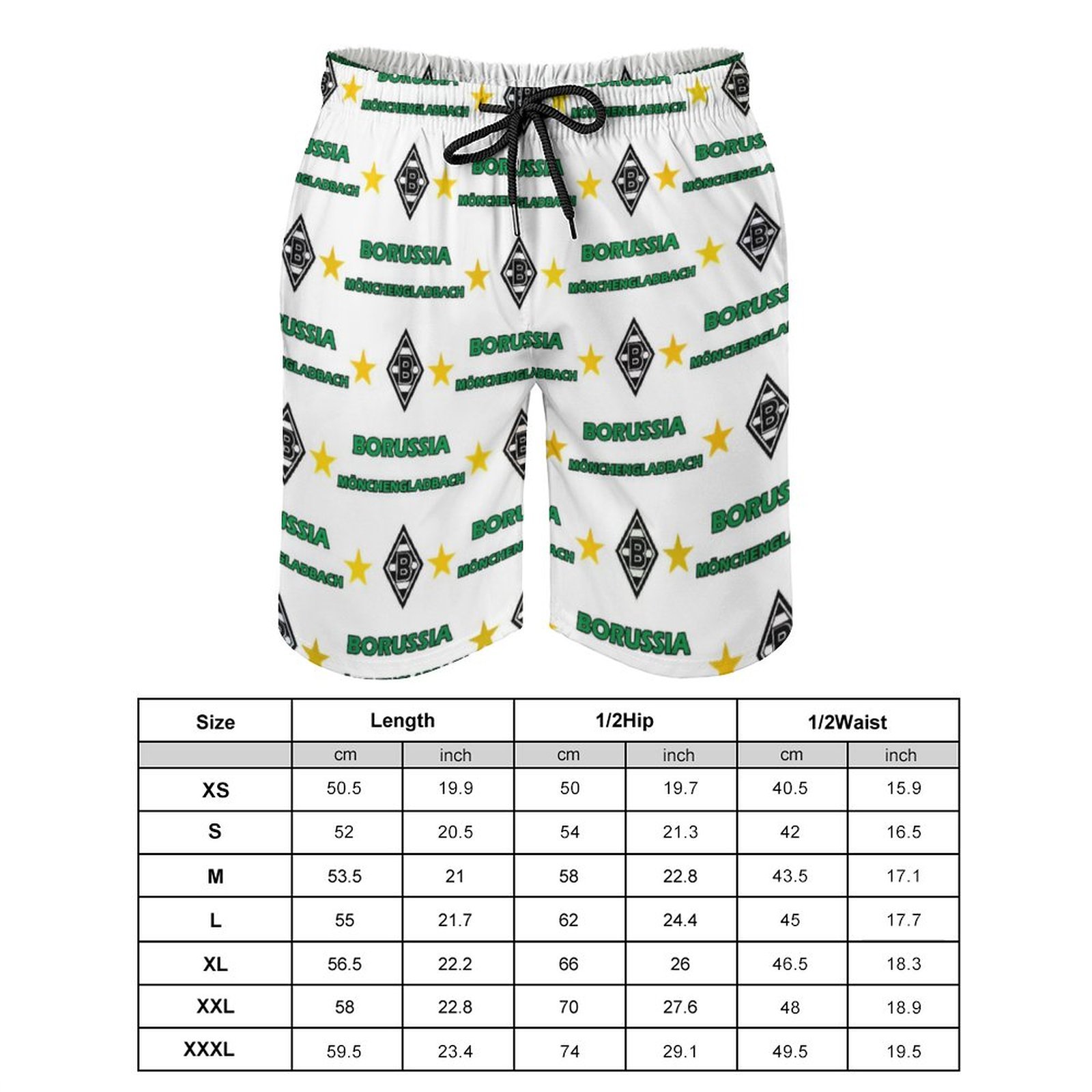 Borussia Mönchengladbach Herren Badehose Schnelltrocknende Strandshorts Mit Tasche Kordelzug Shorts Borussia Mönchengladbach Herren Badehose Schnelltrocknende Strandshorts Mit Tasche Kordelzug Shorts