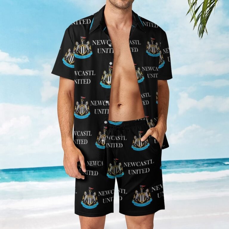 Newcastle United Lässiges Strandbekleidungsset Kurzärmeliges Hemd Plus Strandhose