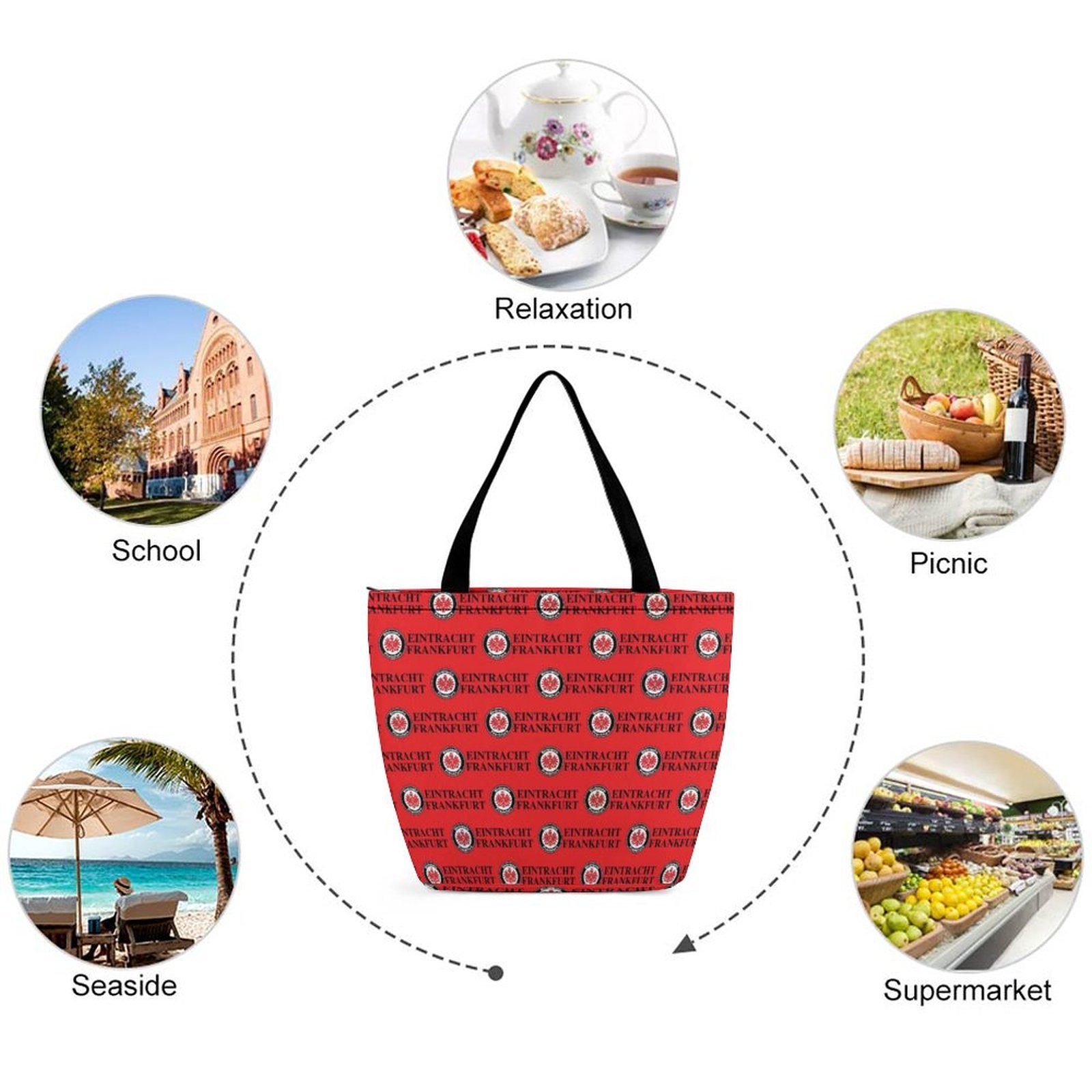 Eintracht Frankfurt Frauen Tragetasche Oxford-Stoff Einkaufsbeutel Tote Bag Eintracht Frankfurt Frauen Tragetasche Oxford-Stoff Einkaufsbeutel Tote Bag