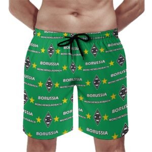 Borussia Mönchengladbach Herren Badehose Schnelltrocknende Strandshorts Mit Tasche Kordelzug Shorts