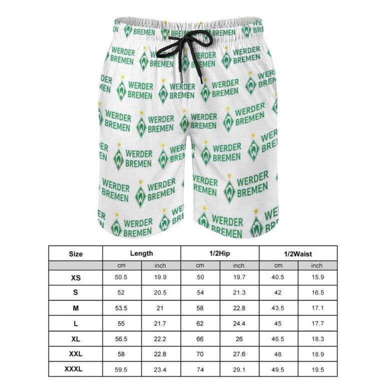 Werder Bremen Herren Badehose Schnelltrocknende Strandshorts Mit Tasche Kordelzug Shorts