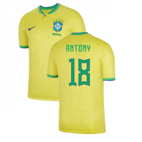 Brasilien Antony 18 Home Trikot WM 2022