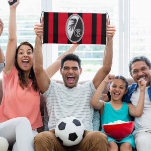 SC Freiburg Transparente Beim Fußballspiel, Fans Schwenken Fahnen