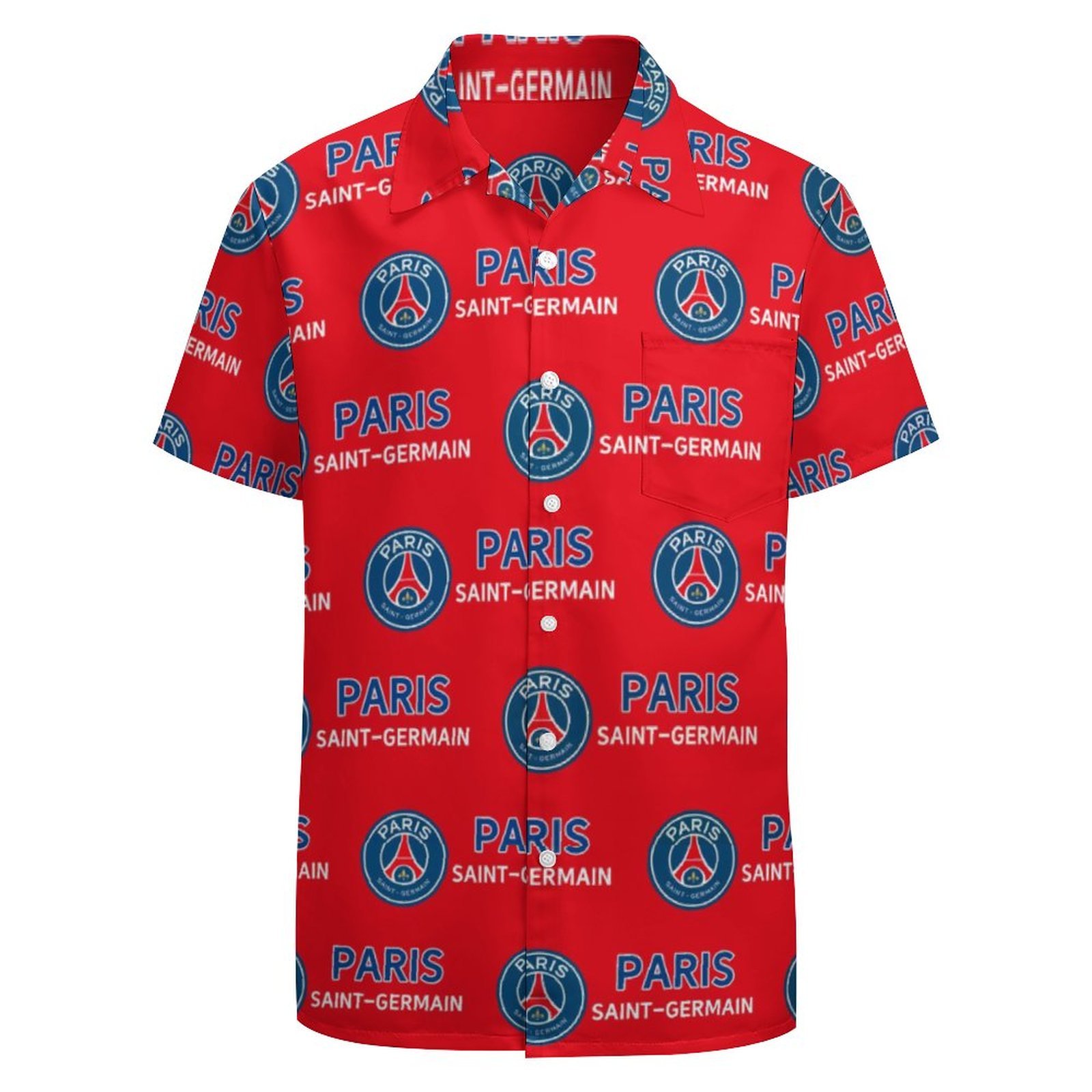 Paris Saint-Germain Kurzärmelige Herrenhemden, Passform Sommer Kurzarm Casual Button-Down Hemden Paris Saint-Germain Kurzärmelige Herrenhemden, Passform Sommer Kurzarm Casual Button-Down Hemden