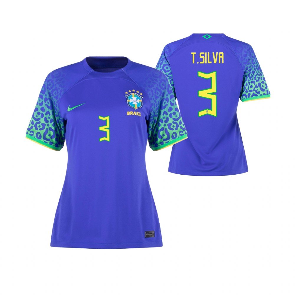Frauen Brasilien Thiago Silva 3 Away Trikot WM 2022 Frauen Brasilien Thiago Silva 3 Away Trikot WM 2022