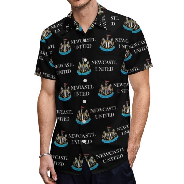 Newcastle United Kurzärmelige Herrenhemden, Passform Sommer Kurzarm Casual Button-Down Hemden