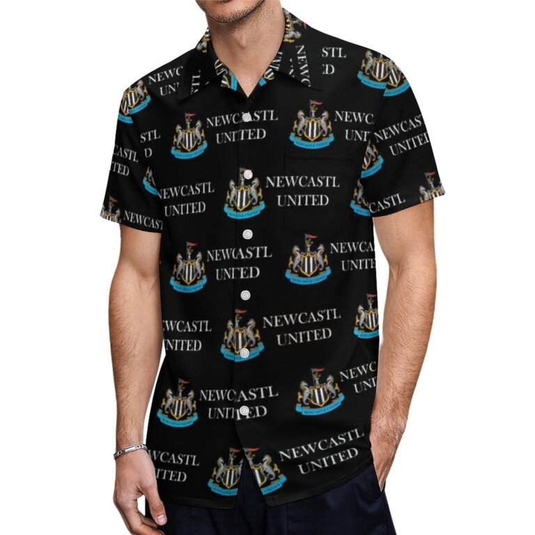 Newcastle United Kurzärmelige Herrenhemden, Passform Sommer Kurzarm Casual Button-Down Hemden