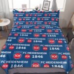 FC Heidenheim Bettwäscheset 3 Stück Kinder Erwachsene Steppdeckenbezug Steppdeckenbezug Multi Size Laken Set