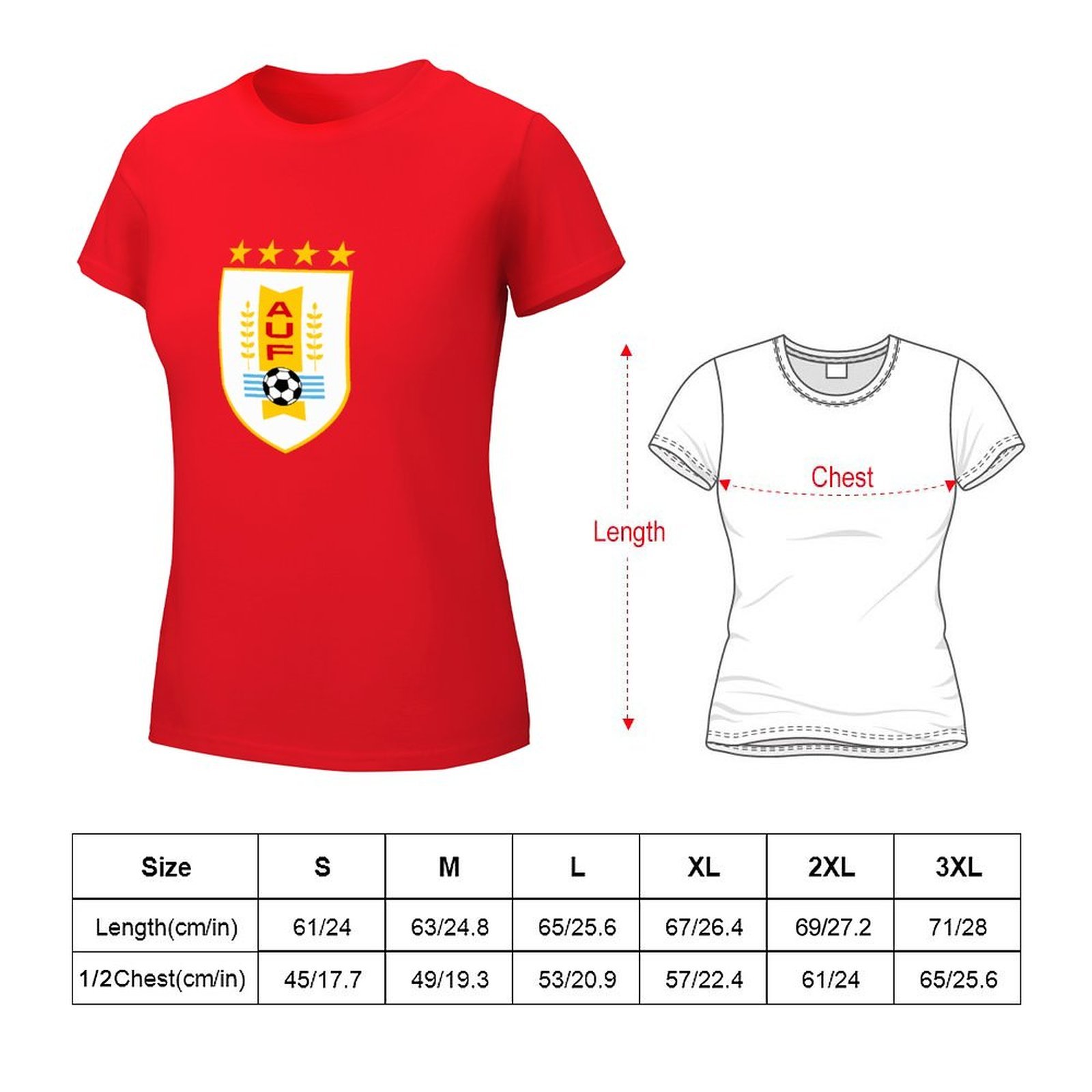 Uruguay Damen Kurzarm Rundhals T-Shirt Casual Sommer Tops Uruguay Damen Kurzarm Rundhals T-Shirt Casual Sommer Tops