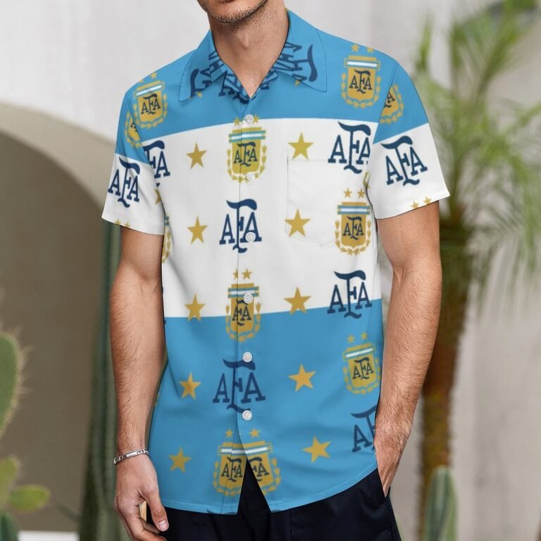 Argentinien Kurzärmelige Herrenhemden, Passform Sommer Kurzarm Casual Button-Down Hemden