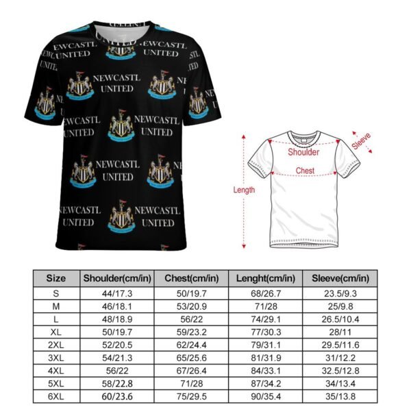 Newcastle United Unisex 3D Vollständig Druck Kurzarm T-Shirts Beiläufige Tee Tops