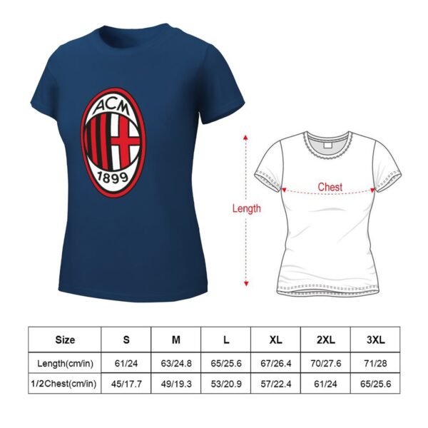 AC Mailand Damen Kurzarm Rundhals T-Shirt Casual Sommer Tops