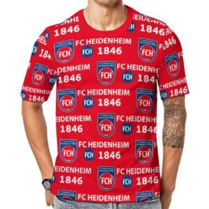 FC Heidenheim 3D Vollständig Druck Kurzarm T-Shirts Beiläufige Tee Tops