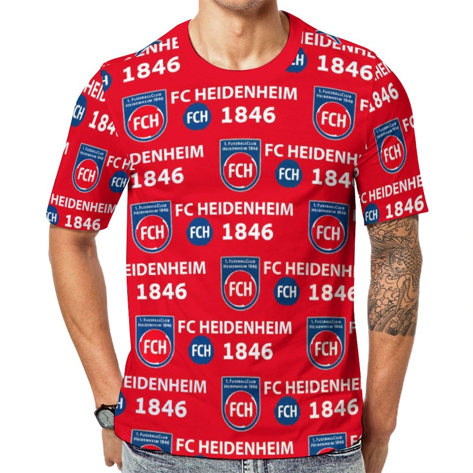 FC Heidenheim 3D Vollständig Druck Kurzarm T-Shirts Beiläufige Tee Tops FC Heidenheim 3D Vollständig Druck Kurzarm T-Shirts Beiläufige Tee Tops