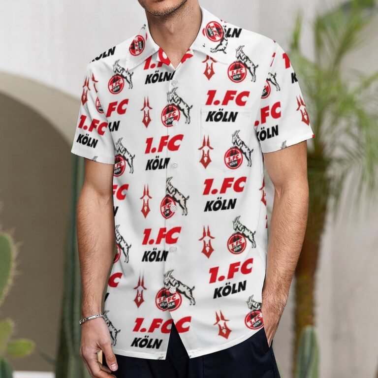 FC Köln Kurzärmelige Herrenhemden, Passform Sommer Kurzarm Casual Button-Down Hemden