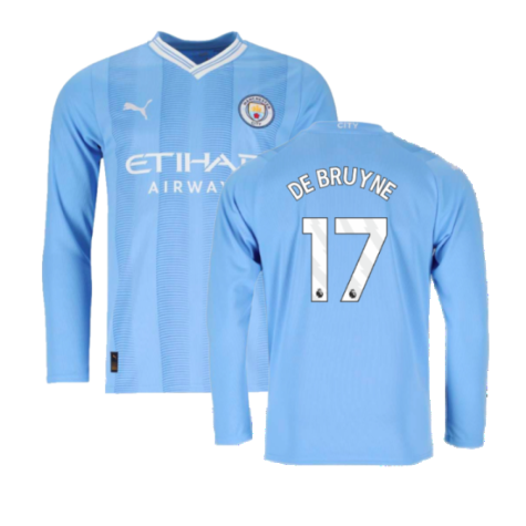 Man City Kevin De Bruyne 17 Langarm Home Trikot 2023-2024