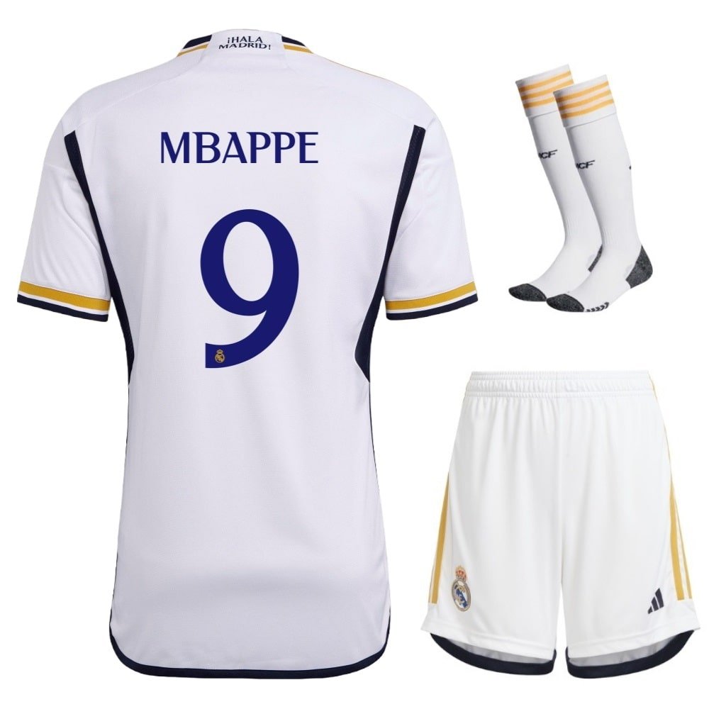 Real Madrid Kylian Mbappé 9 Heimtrikot Kinder Mini Kit 2023-2024 Real Madrid Kylian Mbappé 9 Heimtrikot Kinder Mini Kit 2023-2024