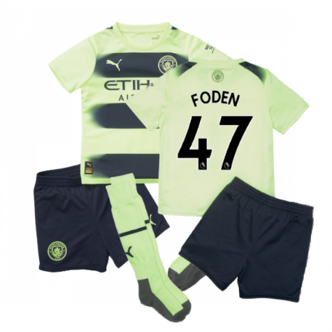 Man City Phil Foden 47 Kinder Third Trikot Mini Kit 2022-2023 Man City Phil Foden 47 Kinder Third Trikot Mini Kit 2022-2023