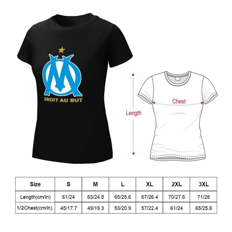 Olympique De Marseille Damen Kurzarm Rundhals T-Shirt Casual Sommer Tops