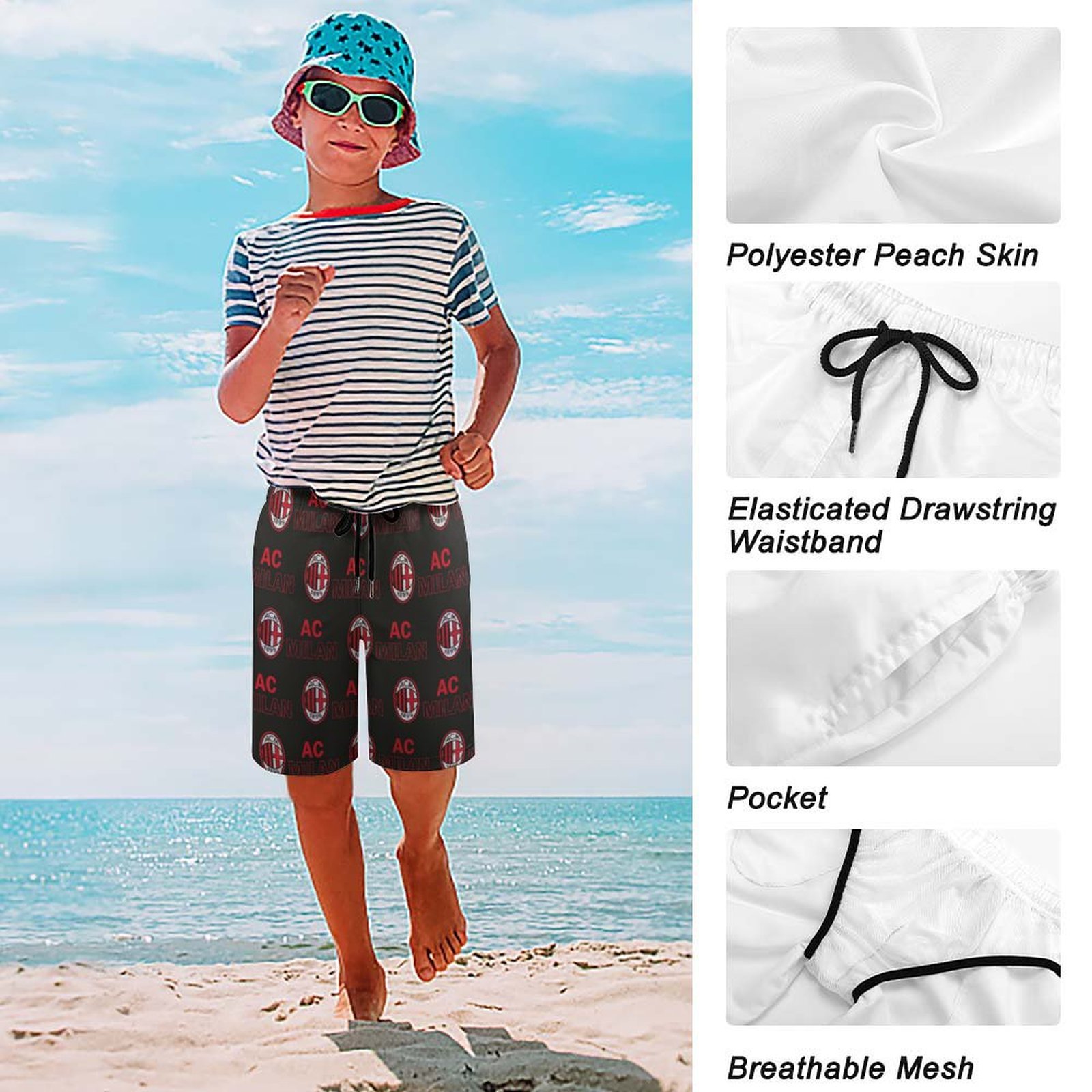 AC Mailand Kinder Badehose,Strandshorts Sommer Jogginghose,Strandhosen AC Mailand Kinder Badehose,Strandshorts Sommer Jogginghose,Strandhosen