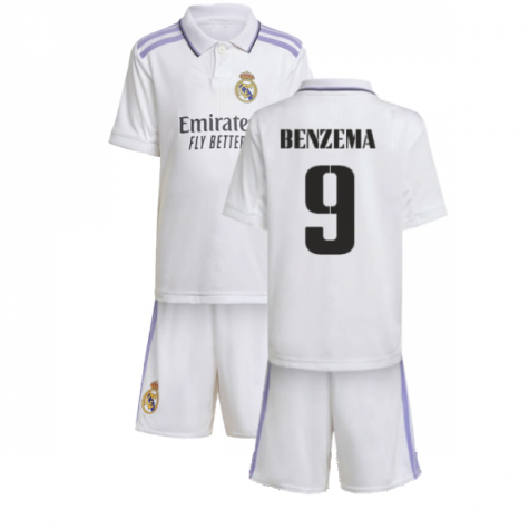 Real Madrid Karim Benzema 9 Heimtrikot Kinder Mini Kit 2022-2023 Real Madrid Karim Benzema 9 Heimtrikot Kinder Mini Kit 2022-2023