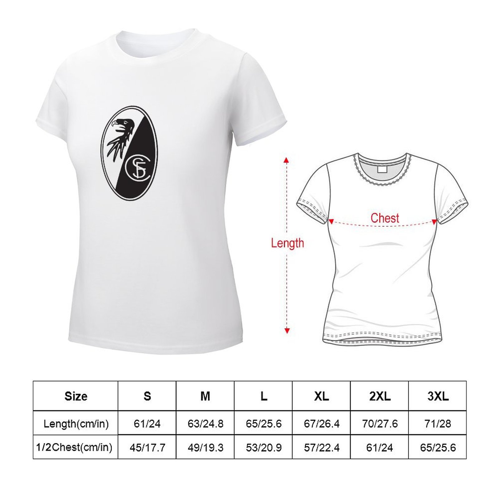 SC Freiburg Damen Kurzarm Rundhals T-Shirt Casual Sommer Tops SC Freiburg Damen Kurzarm Rundhals T-Shirt Casual Sommer Tops