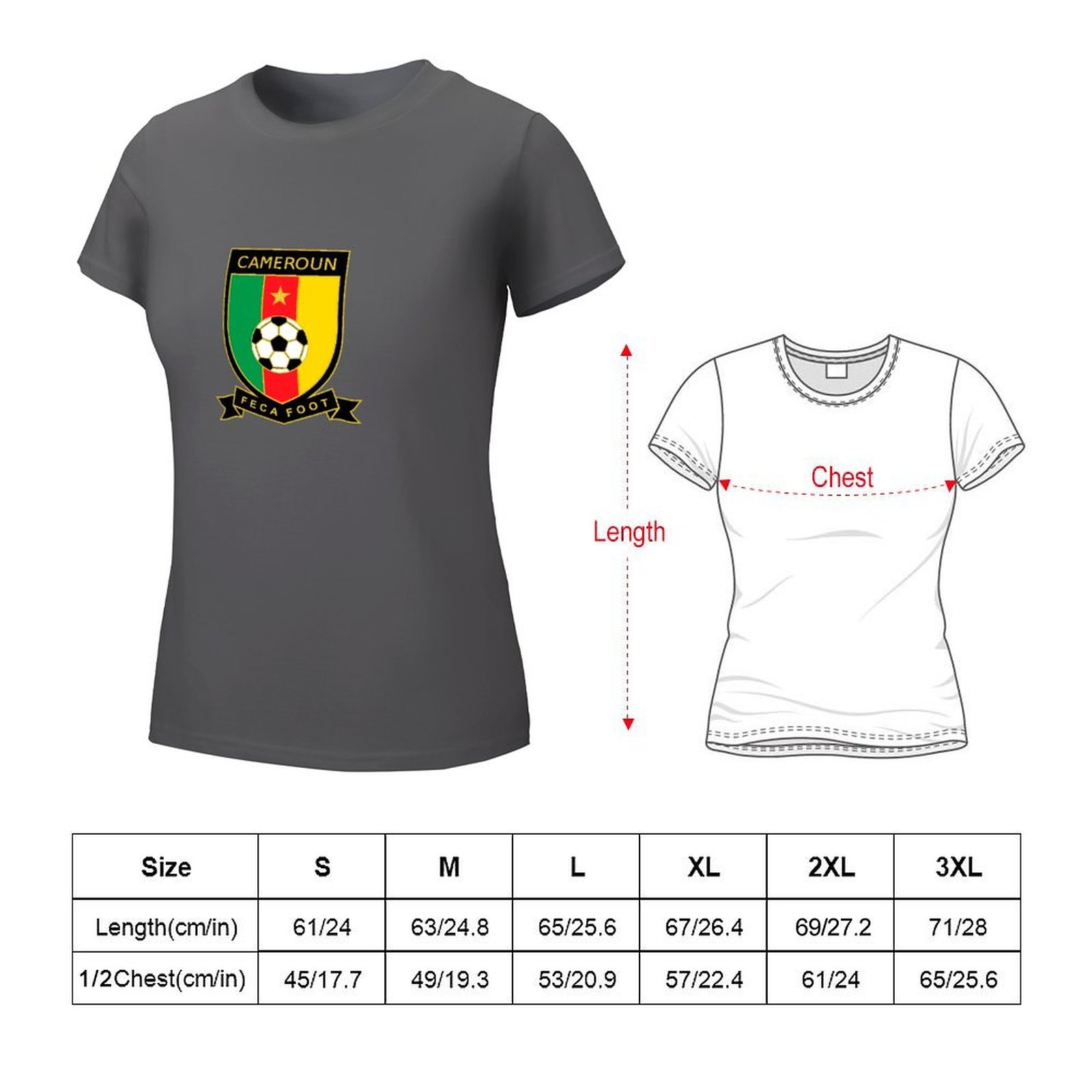 Kamerun Damen Kurzarm Rundhals T-Shirt Casual Sommer Tops Kamerun Damen Kurzarm Rundhals T-Shirt Casual Sommer Tops