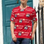 Olympique Lyonnais Unisex 3D Vollständig Druck Kurzarm T-Shirts Beiläufige Tee Tops