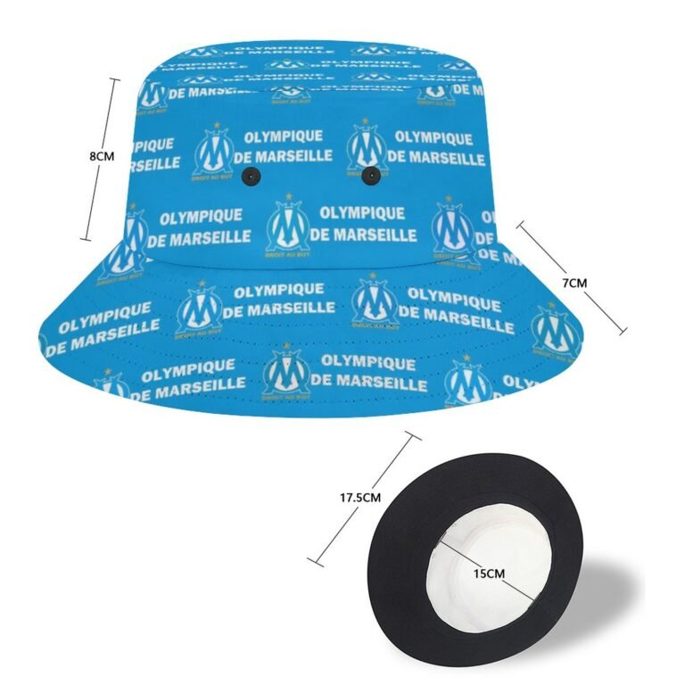 Olympique De Marseille Karomuster Sommer Sonnenhut Reversible Bucket Hat