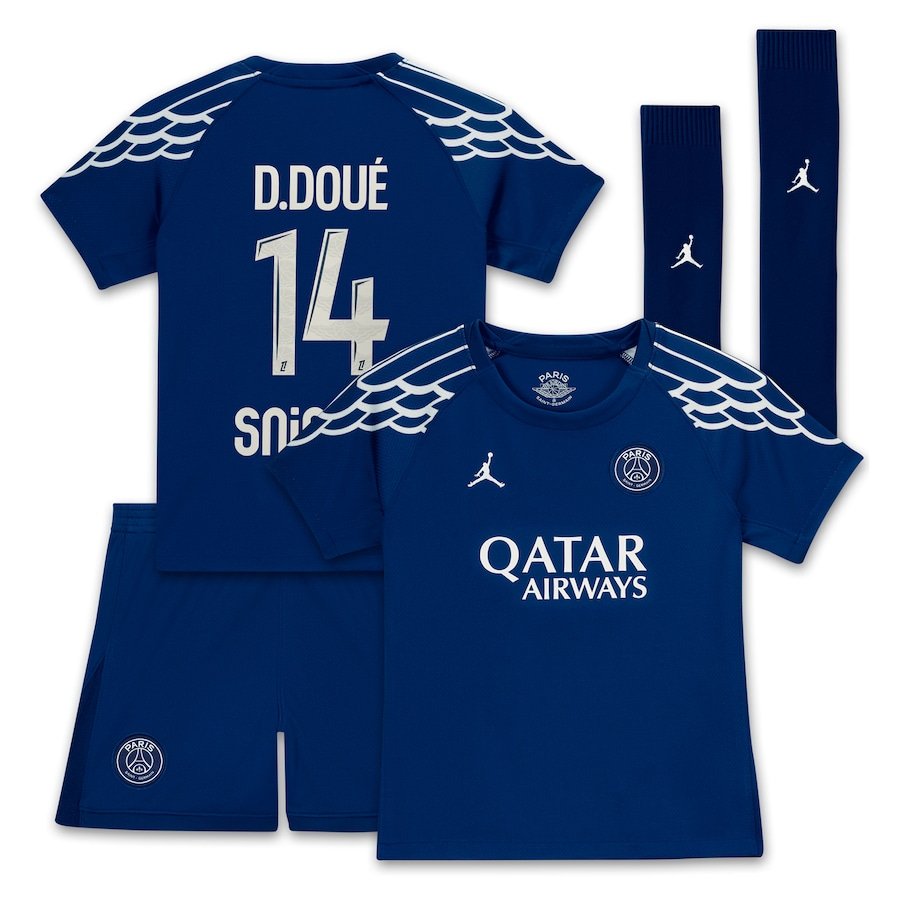 PSG Désiré Doué 14 Fourth Trikot Kinder 2024-2025 PSG Désiré Doué 14 Fourth Trikot Kinder 2024-2025