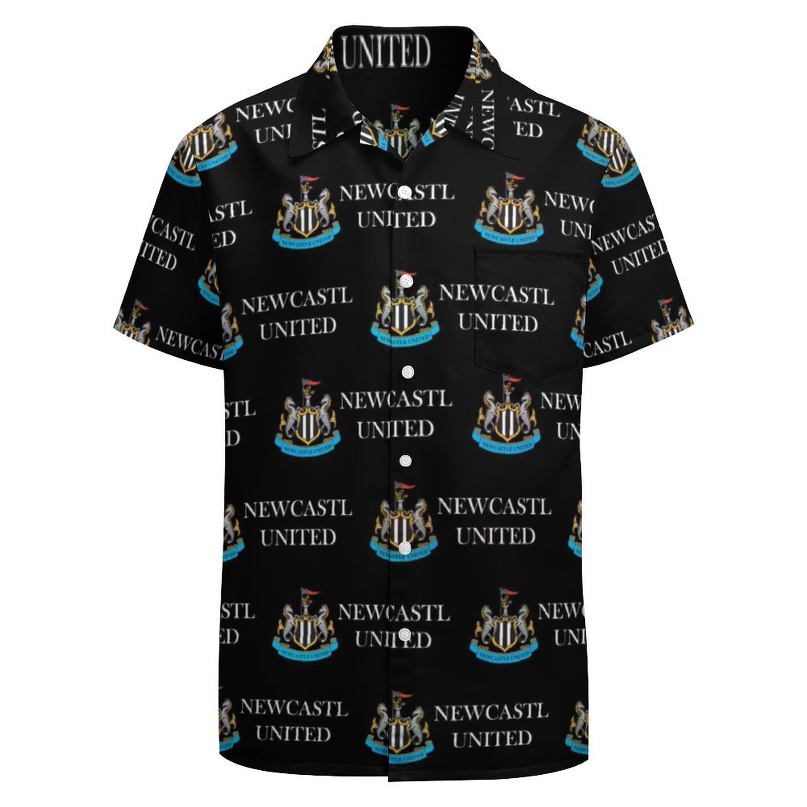 Newcastle United Kurzärmelige Herrenhemden, Passform Sommer Kurzarm Casual Button-Down Hemden Newcastle United Kurzärmelige Herrenhemden, Passform Sommer Kurzarm Casual Button-Down Hemden