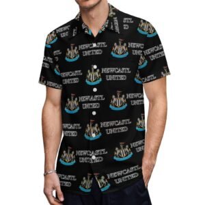 Newcastle United Kurzärmelige Herrenhemden, Passform Sommer Kurzarm Casual Button-Down Hemden