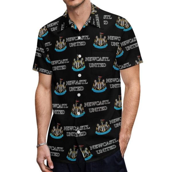 Newcastle United Kurzärmelige Herrenhemden, Passform Sommer Kurzarm Casual Button-Down Hemden