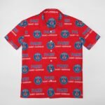 Paris Saint-Germain Kurzärmelige Herrenhemden, Passform Sommer Kurzarm Casual Button-Down Hemden