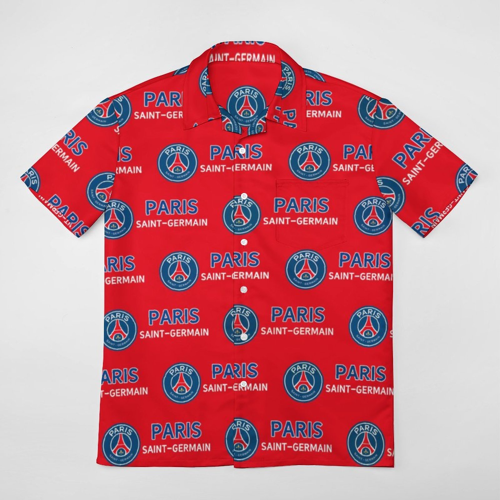 Paris Saint-Germain Kurzärmelige Herrenhemden, Passform Sommer Kurzarm Casual Button-Down Hemden Paris Saint-Germain Kurzärmelige Herrenhemden, Passform Sommer Kurzarm Casual Button-Down Hemden