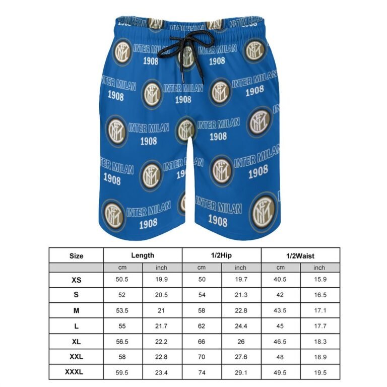 Inter Mailand Herren Badehose Schnelltrocknende Strandshorts Mit Tasche Kordelzug Shorts