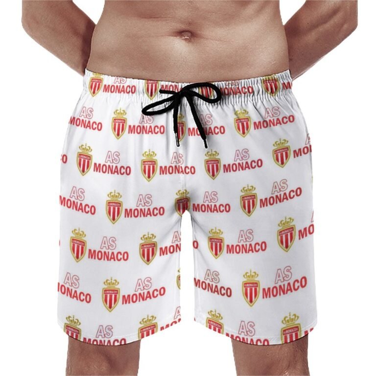 AS Monaco Herren Badehose Schnelltrocknende Strandshorts Mit Tasche Kordelzug Shorts