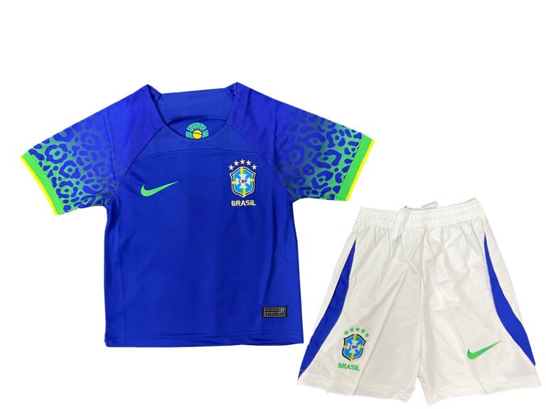 Brasilien Auswärtstrikot Kinder Minikit WM 2022 ( Aufdruck Dein Name )
