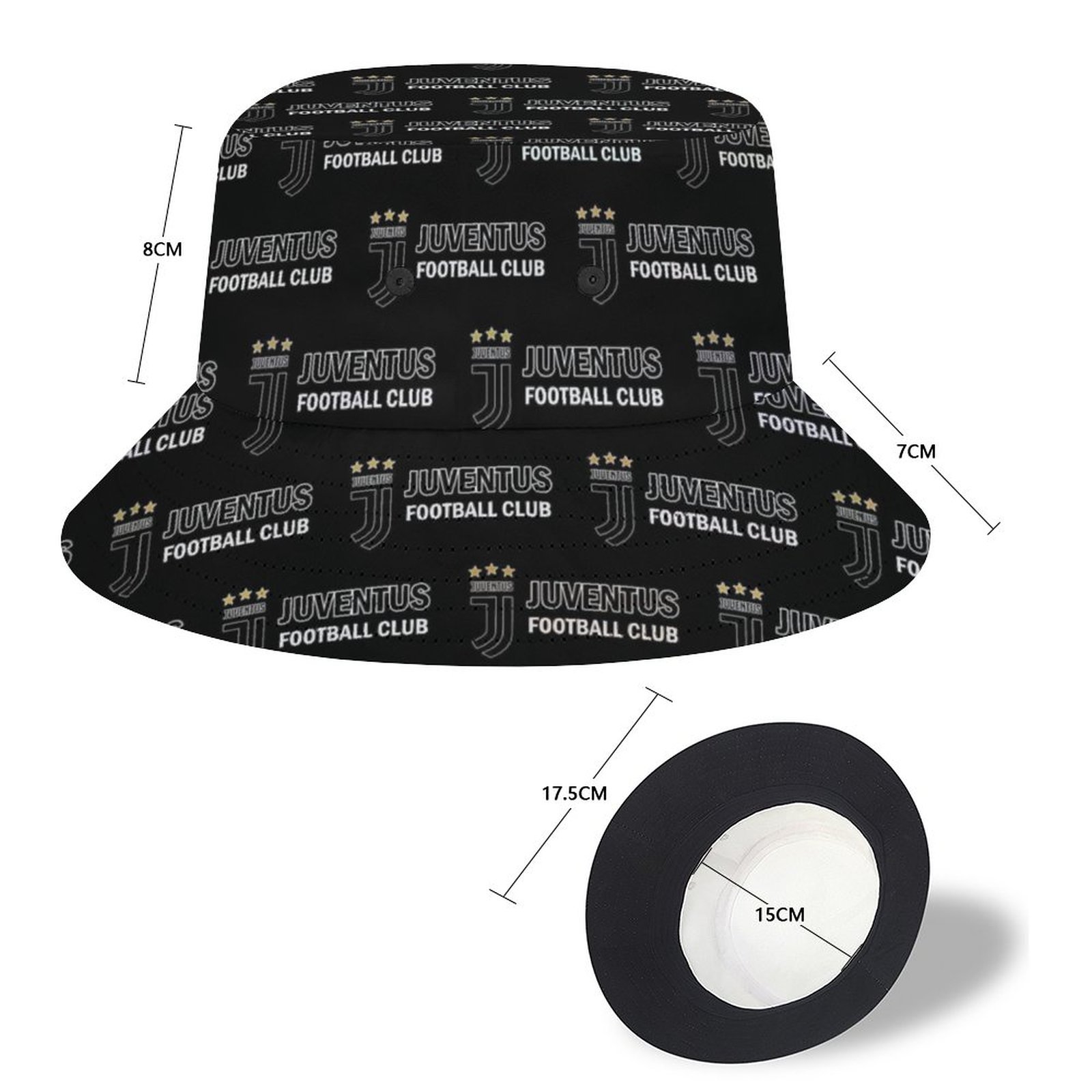 Juventus FC Karomuster Sommer Sonnenhut Reversible Bucket Hat Juventus FC Karomuster Sommer Sonnenhut Reversible Bucket Hat
