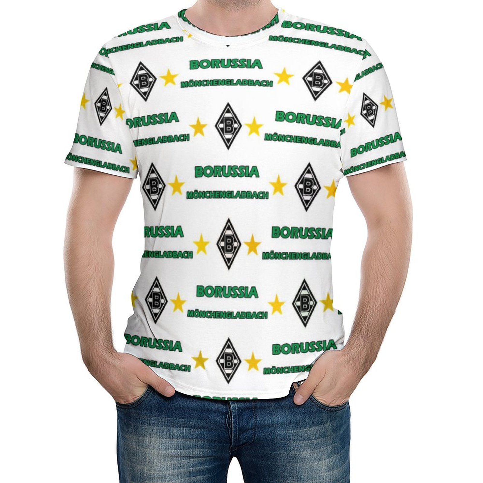 Borussia Mönchengladbach 3D Vollständig Druck Kurzarm T-Shirts Beiläufige Tee Tops Borussia Mönchengladbach 3D Vollständig Druck Kurzarm T-Shirts Beiläufige Tee Tops