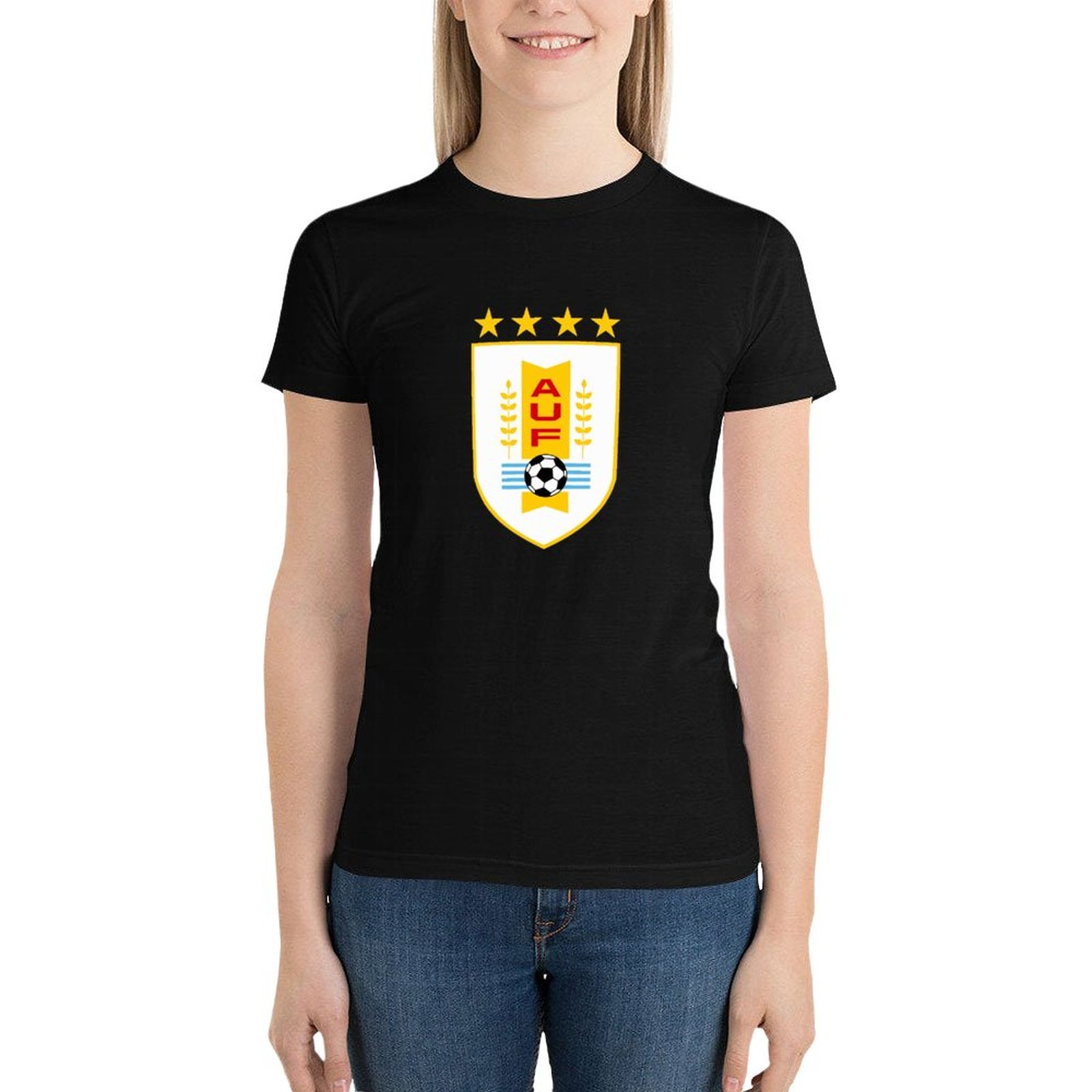 Uruguay Damen Kurzarm Rundhals T-Shirt Casual Sommer Tops Uruguay Damen Kurzarm Rundhals T-Shirt Casual Sommer Tops
