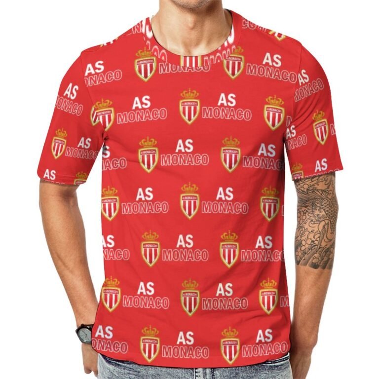 AS Monaco Unisex 3D Vollständig Druck Kurzarm T-Shirts Beiläufige Tee Tops