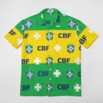 Brasilien Kurzärmelige Herrenhemden, Passform Sommer Kurzarm Casual Button-Down Hemden