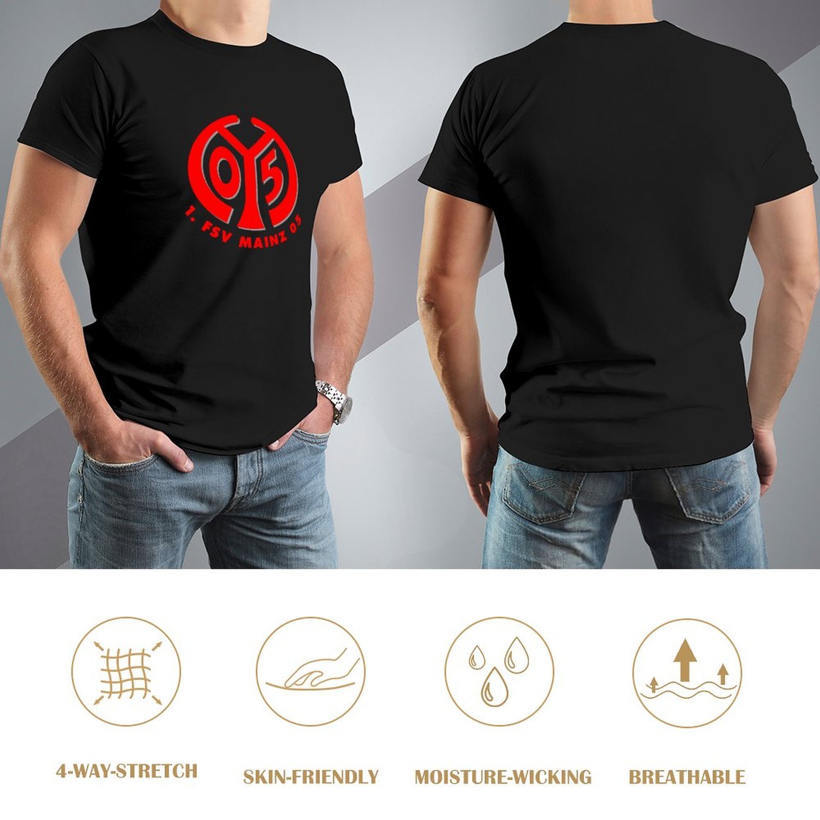 FC Mainz 05 Core Stretch Slim Cneck Gildan Tee T-Shirt Herren FC Mainz 05 Core Stretch Slim Cneck Gildan Tee T-Shirt Herren