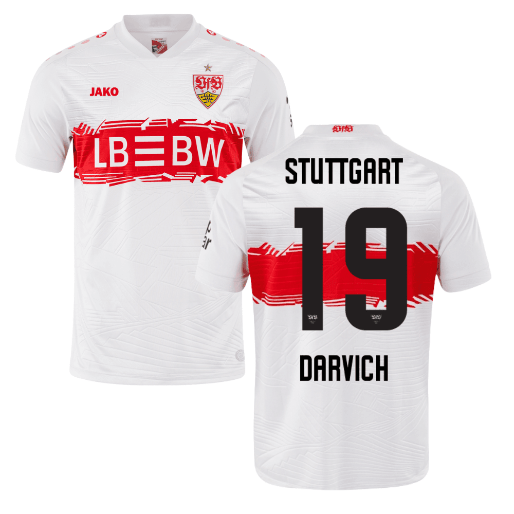 VfB Stuttgart Noah Darvich 19 Home Trikot 2025-2026 VfB Stuttgart Noah Darvich 19 Home Trikot 2025-2026